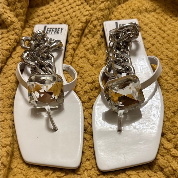 Jeffrey Campbell Shoes - Jeffrey Campbell Ring On It Patent Jewel Ornamented Chain Thong Sandals size 8